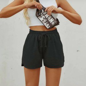Shein Drawstring Waist Dolphin Hem Shorts